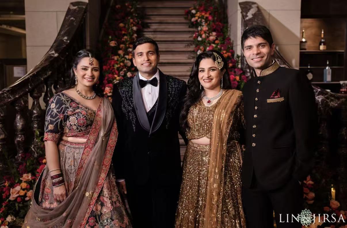 South Asian wedding party portrait